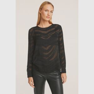 EQUIPMENT Femme Black Sheer Zebra Long Sleeve Top Blouse  Women's Size Small